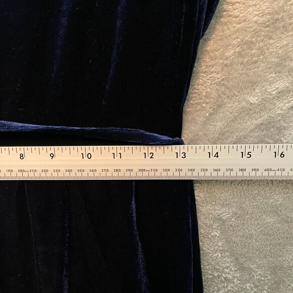 Women Dark Romantic Whimsigoth Dark Blue Velvet Flutter Sleeve Maxi Wrap Dress S - Picture 8 of 11